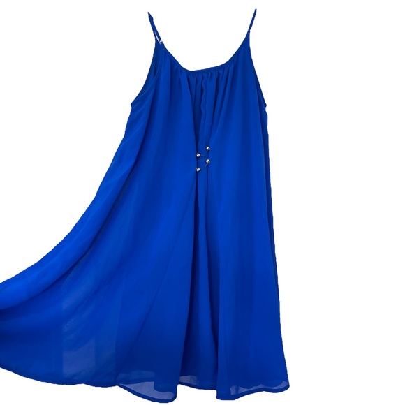 GB GIRLS Peace, Love, & Freedom Flowy Royal Blue Swing Dress - Picture 3 of 11